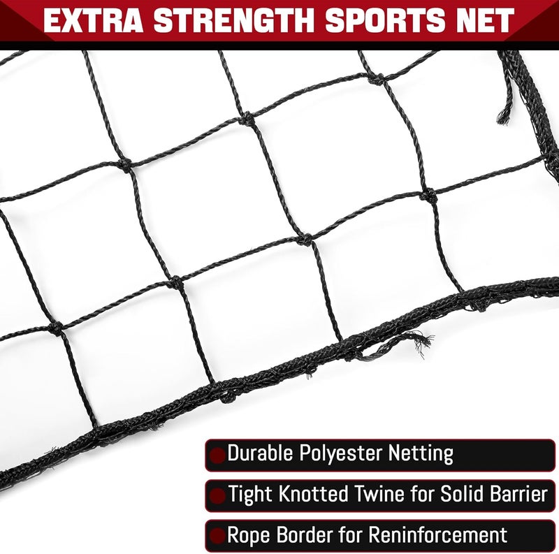 Tottist Baseball & Softball Practice Nets Backstop Barrier - Sizes 10x20 FT, 10x15 FT, 10x10 FT - Heavy Duty Nylon Training Net for Batting Cage, Backyard - 33FT Rope & Safety Key Chains - Image 3